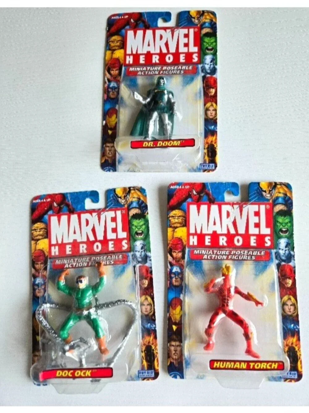 ToyBiz Marvel Heroes Miniature Poseable Action Figures DocOck HumanTorch Dr.Doom